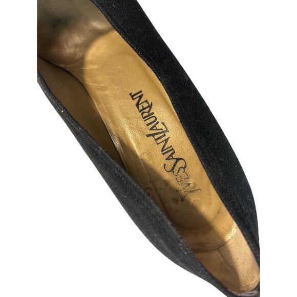 Vintage Yves Saint Laurent Black Pumps With Sculpted Resin Spool Heels 8 Narrow - Picture 7 of 7